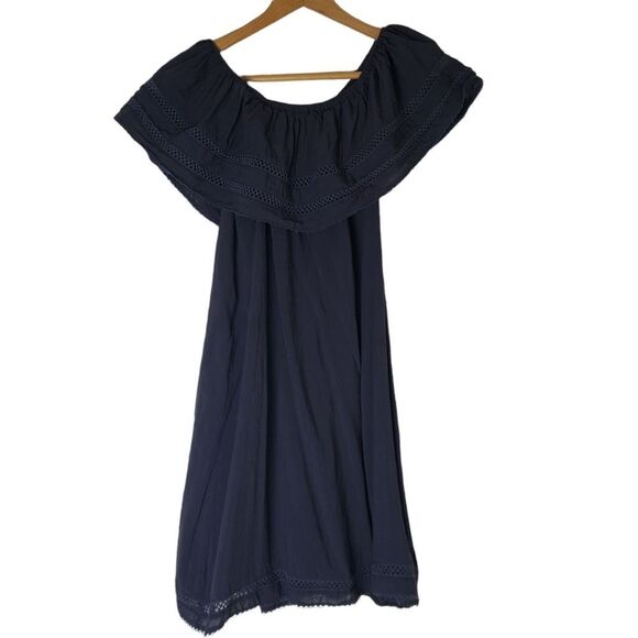 Aritzia Wilfred Emmie Off-The-Shoulder Navy Blue Dress - Picture 2 of 7